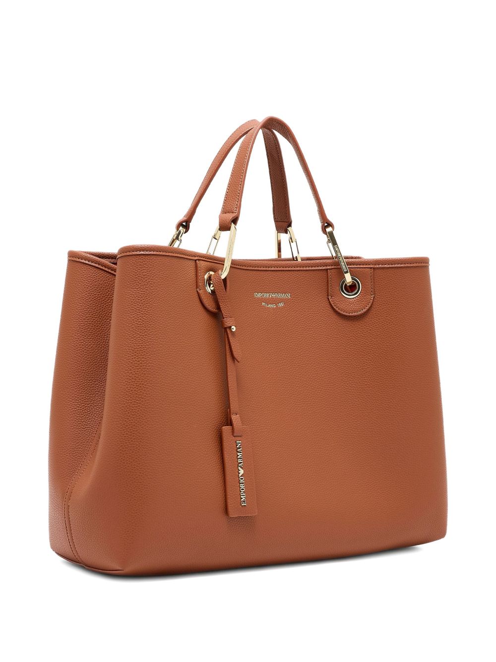 Emporio Armani Leather Brown Shopper — Medium Tote