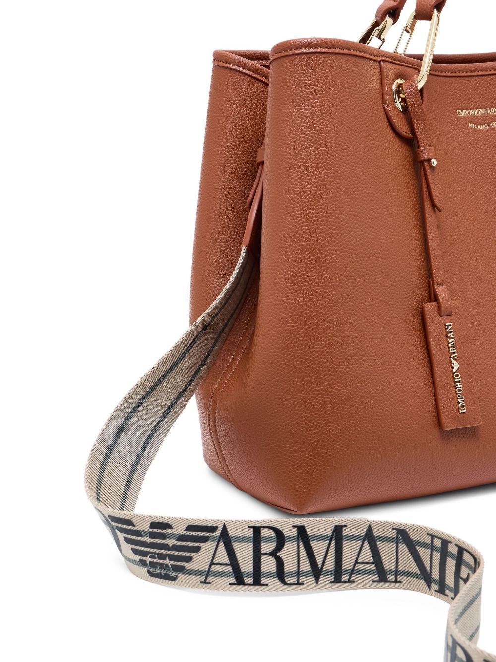Emporio Armani Leather Brown Shopper — Medium Tote