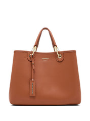 Emporio Armani Leather Brown Shopper — Medium Tote