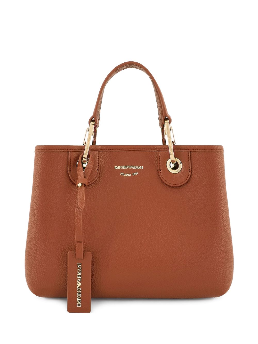 Emporio Armani Leather Brown Shopper — Small MyEA Bag
