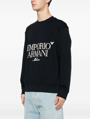 Emporio Armani Sweaters Blue — Cotton Logo Sweatshirt