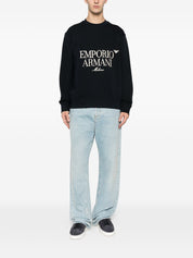 Emporio Armani Sweaters Blue — Cotton Logo Sweatshirt
