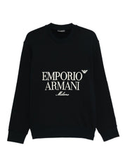 Emporio Armani Sweaters Blue — Cotton Logo Sweatshirt