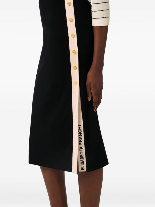 Elisabetta Franchi Skirts Black — Knitted Midi with Side Slit