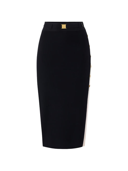 Elisabetta Franchi Skirts Black — Knitted Midi with Side Slit