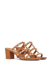 Valentino Garavani Sandals — Leather Brown Rockstud