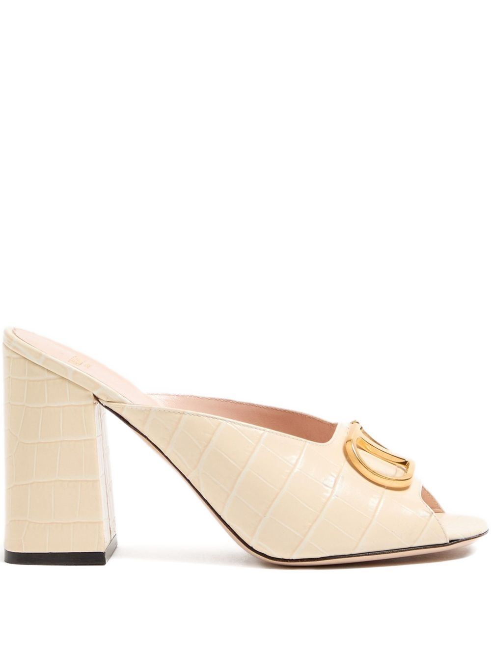 Valentino Garavani Sandals White — VLogo leather mules