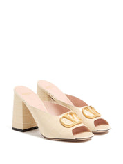 Valentino Garavani Sandals White — VLogo leather mules