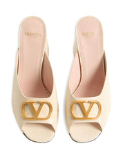 Valentino Garavani Sandals White — VLogo leather mules
