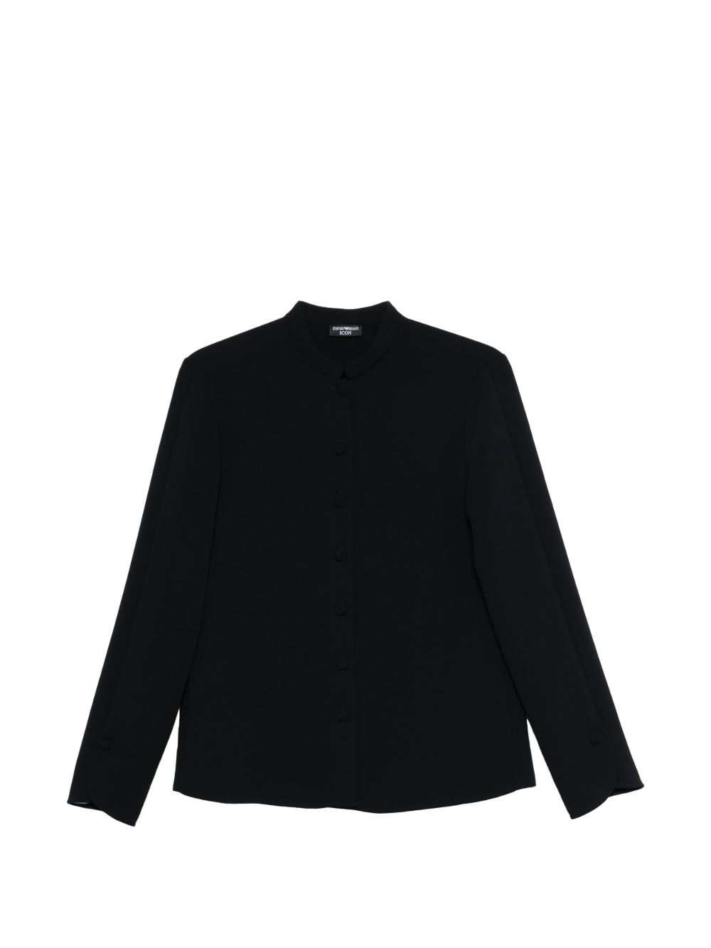 Emporio Armani Blue Crepe Shirt — Mandarin Collar Elegance