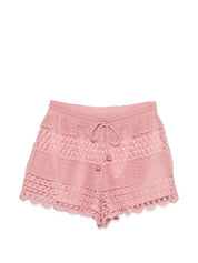 Zimmermann pink crochet shorts — scalloped comfort