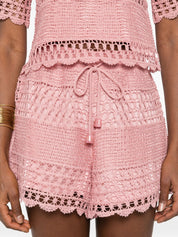 Zimmermann pink crochet shorts — scalloped comfort