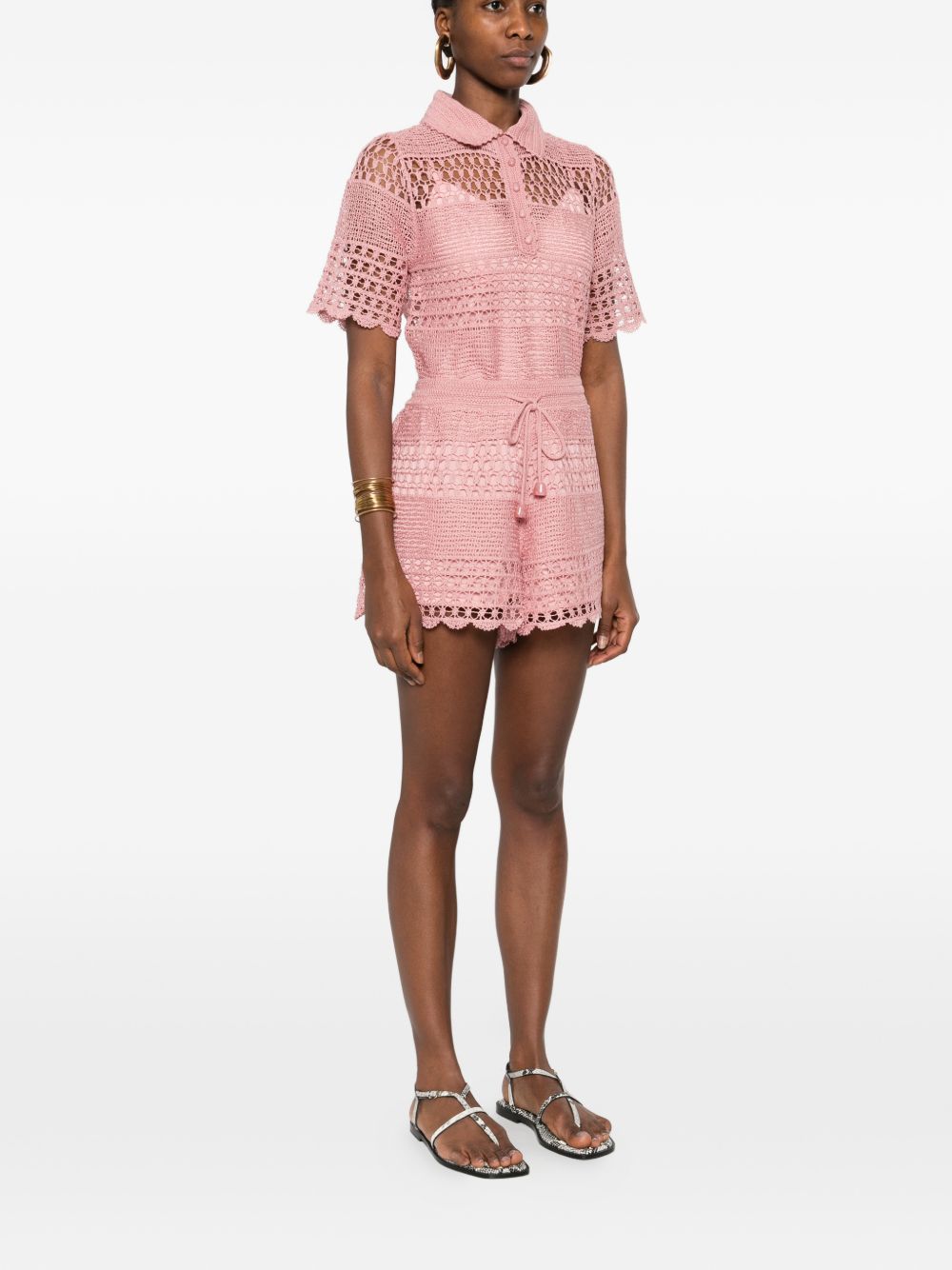 Zimmermann pink crochet shorts — scalloped comfort