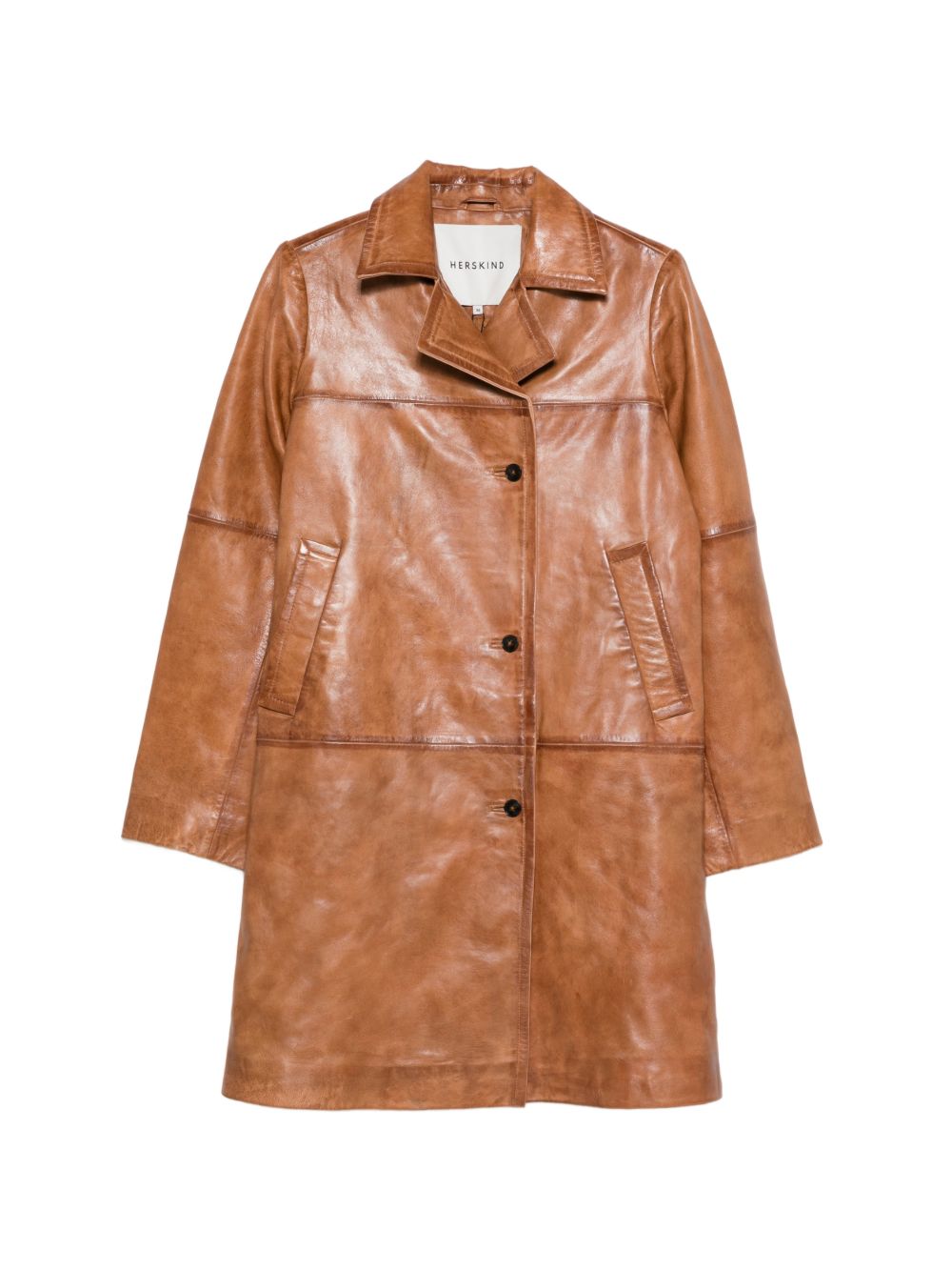 HERSKIND Leather Brown Coat — Timeless Women’s Jacket