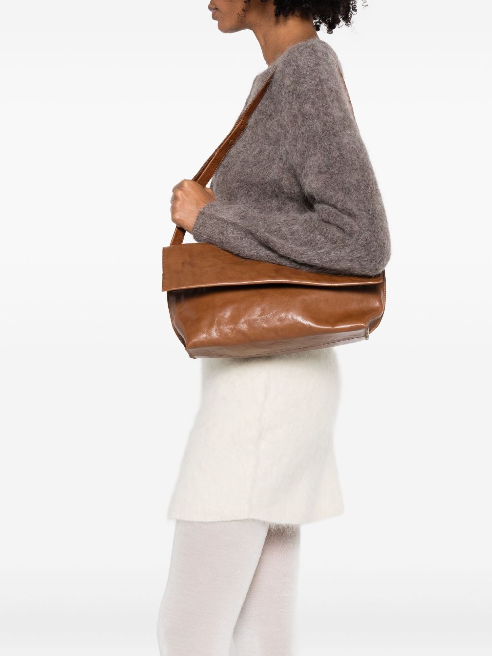 Leather Brown Shoulder Bag — BEA MOMBAERS Elegance