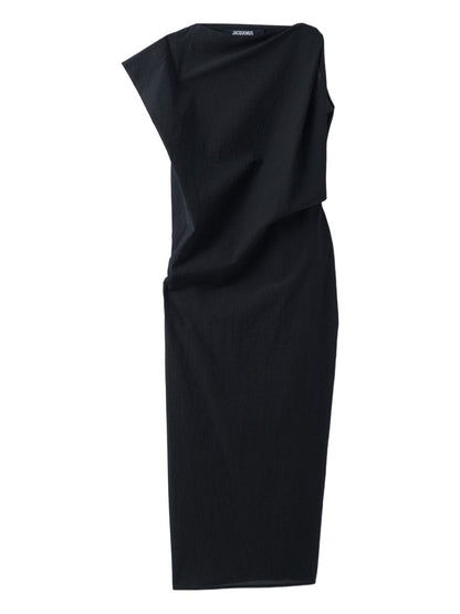 JACQUEMUS Black Dresses — La Robe Drap Midi