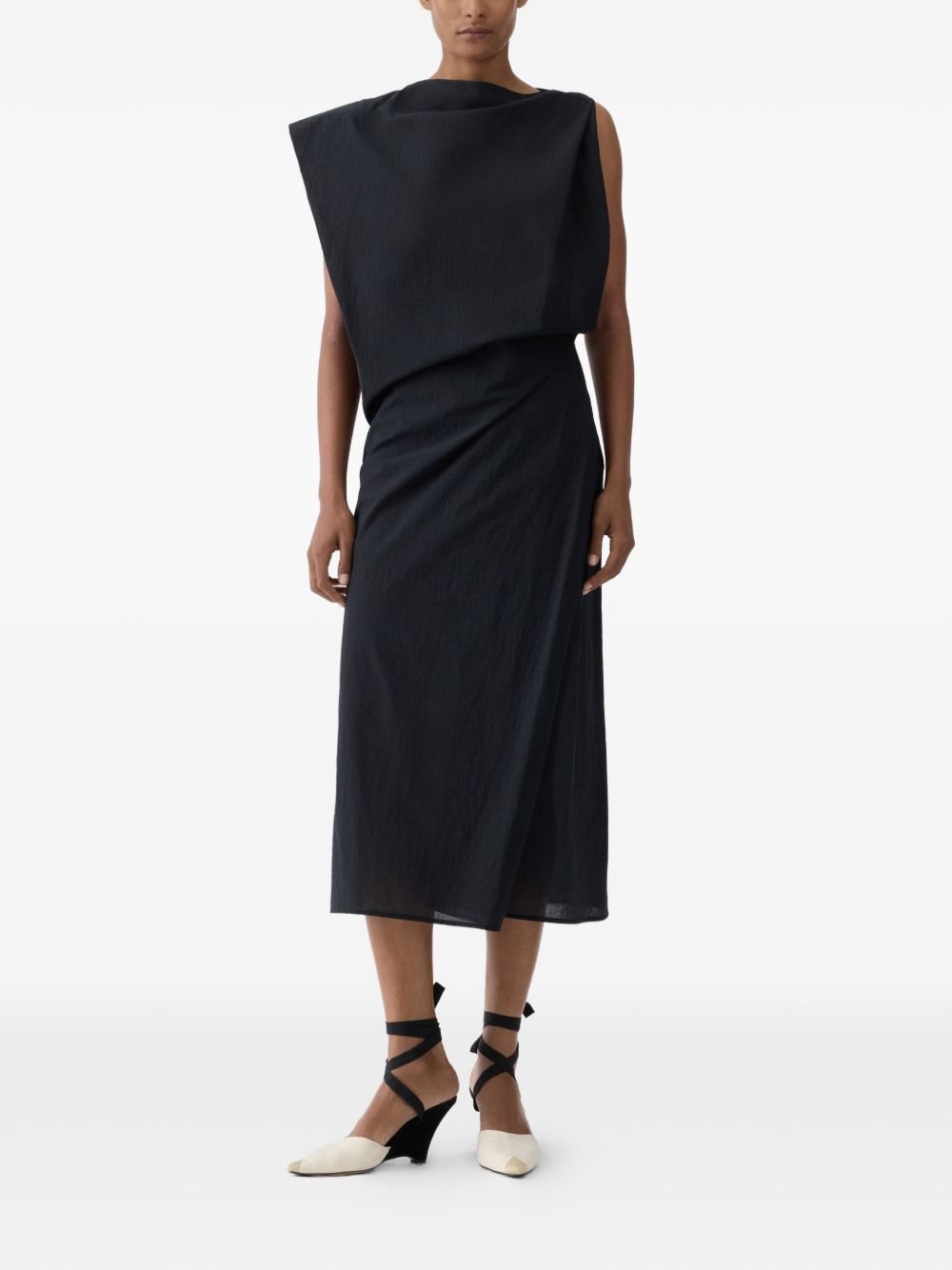 JACQUEMUS Black Dresses — La Robe Drap Midi