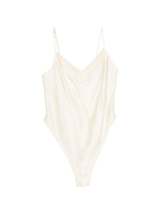 Forte Forte Top White — Silk Satin Bodysuit