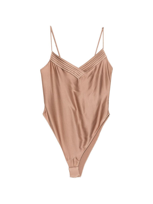 Forte Forte Brown Silk Satin Bodysuit