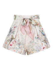 Zimmermann Shorts Beige — Silk‑Cotton Pleated Shorts