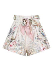 Zimmermann Shorts Beige — Silk‑Cotton Pleated Shorts
