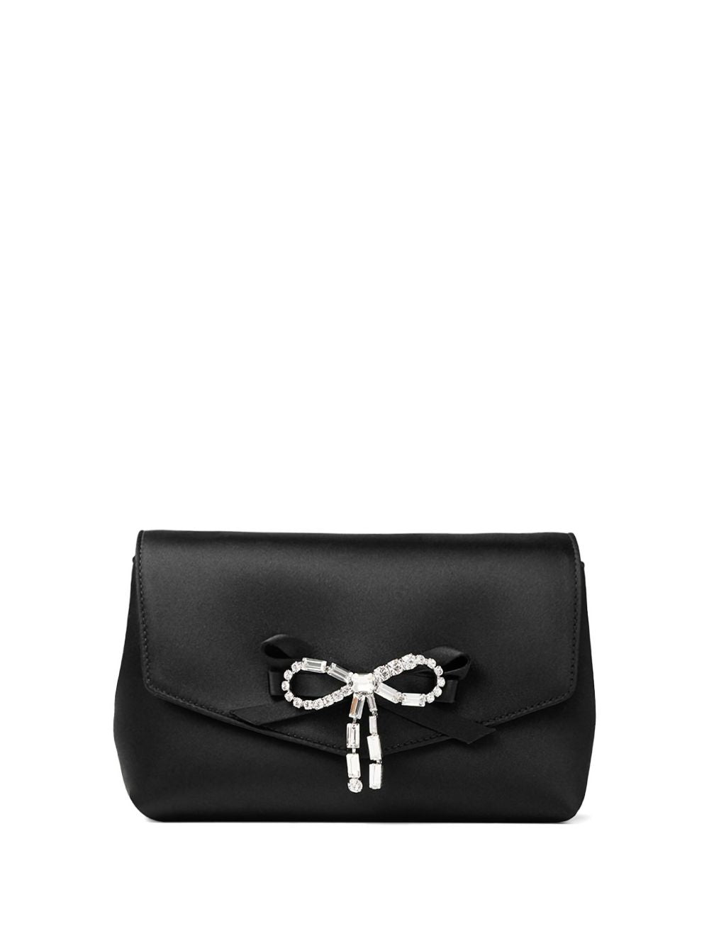 Jimmy Choo Black Clutch — Silk & Nylon Soft Bow Mini Bag