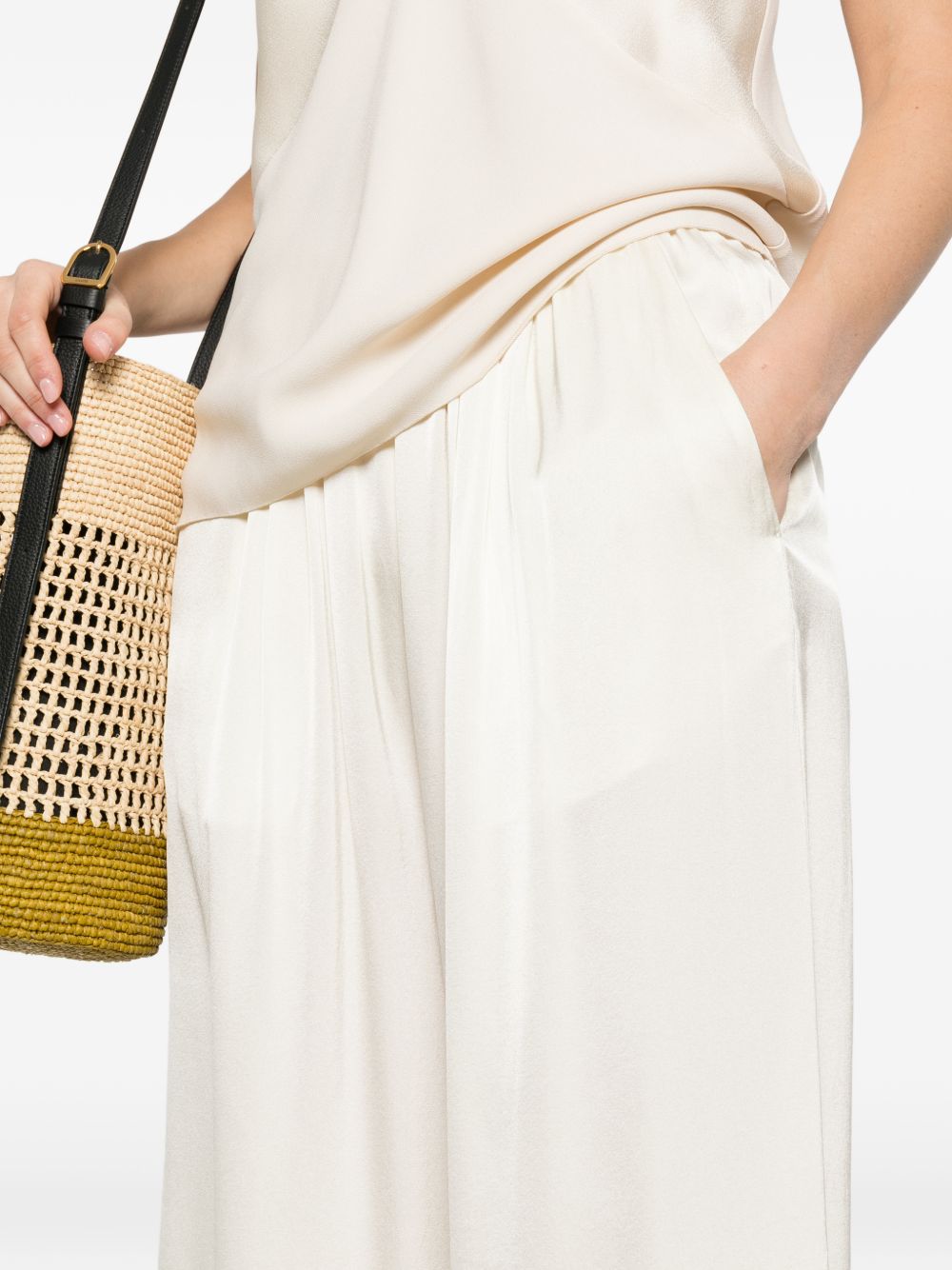 Forte Forte Silk Satin Trousers — White