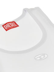Diesel White Cut-Out Ribbed Tank Top