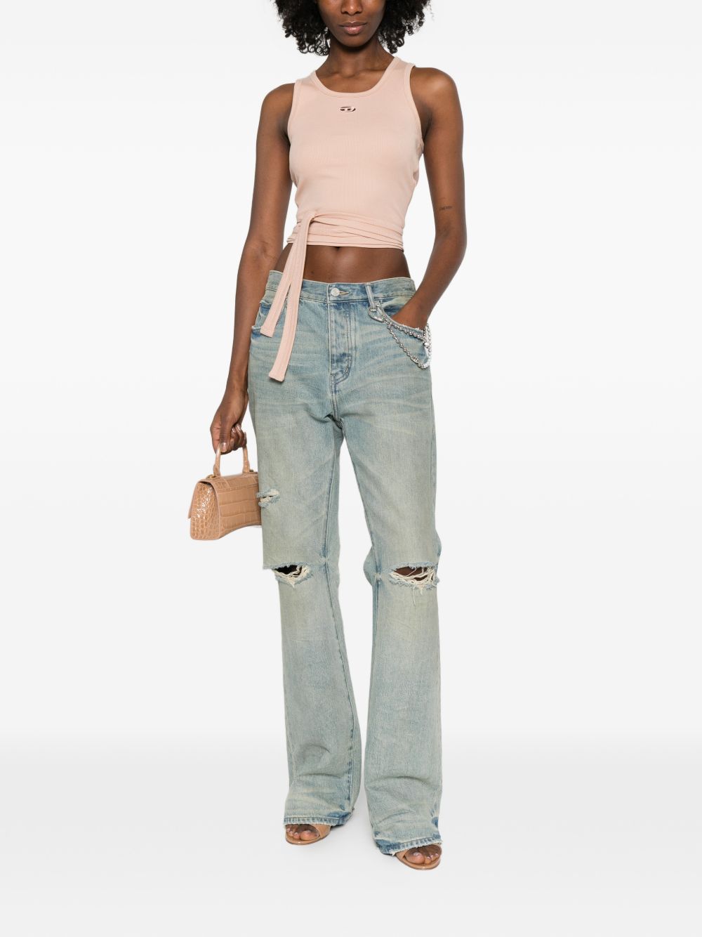 Diesel Top Powder — Powder-Pink Cropped Cotton Tank