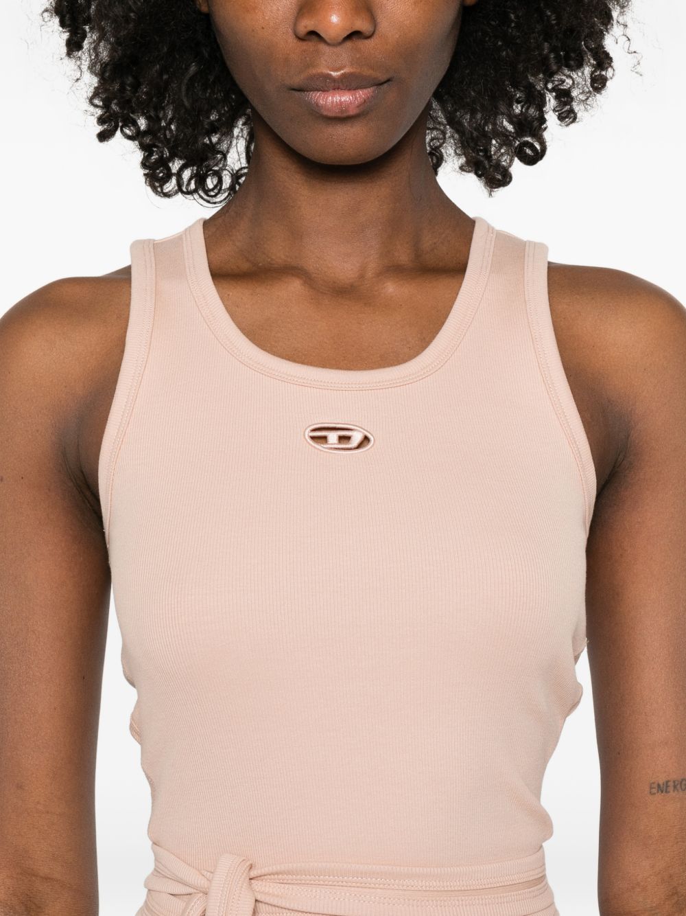 Diesel Top Powder — Powder-Pink Cropped Cotton Tank