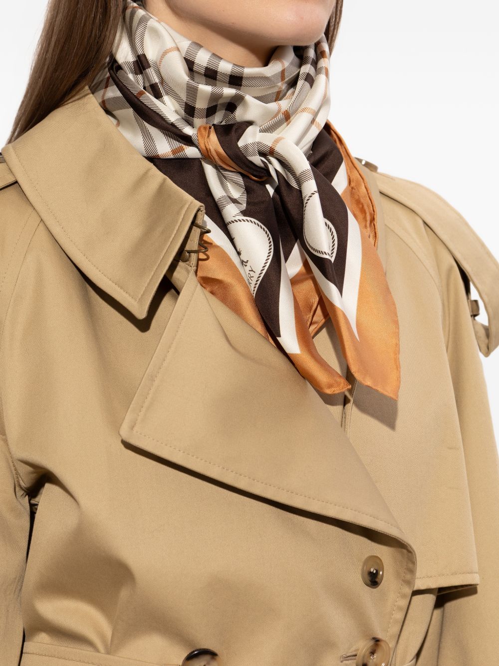 Burberry white scarf — pebble check wool foulard