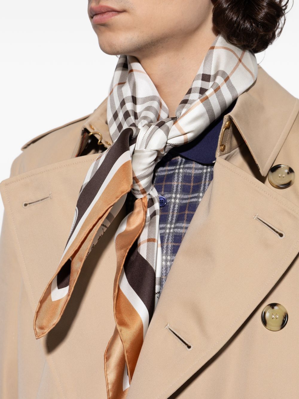Burberry white scarf — pebble check wool foulard