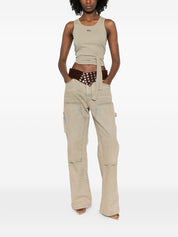 Diesel Top Green — Tie‑Waist Cotton Tank