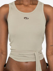 Diesel Top Green — Tie‑Waist Cotton Tank