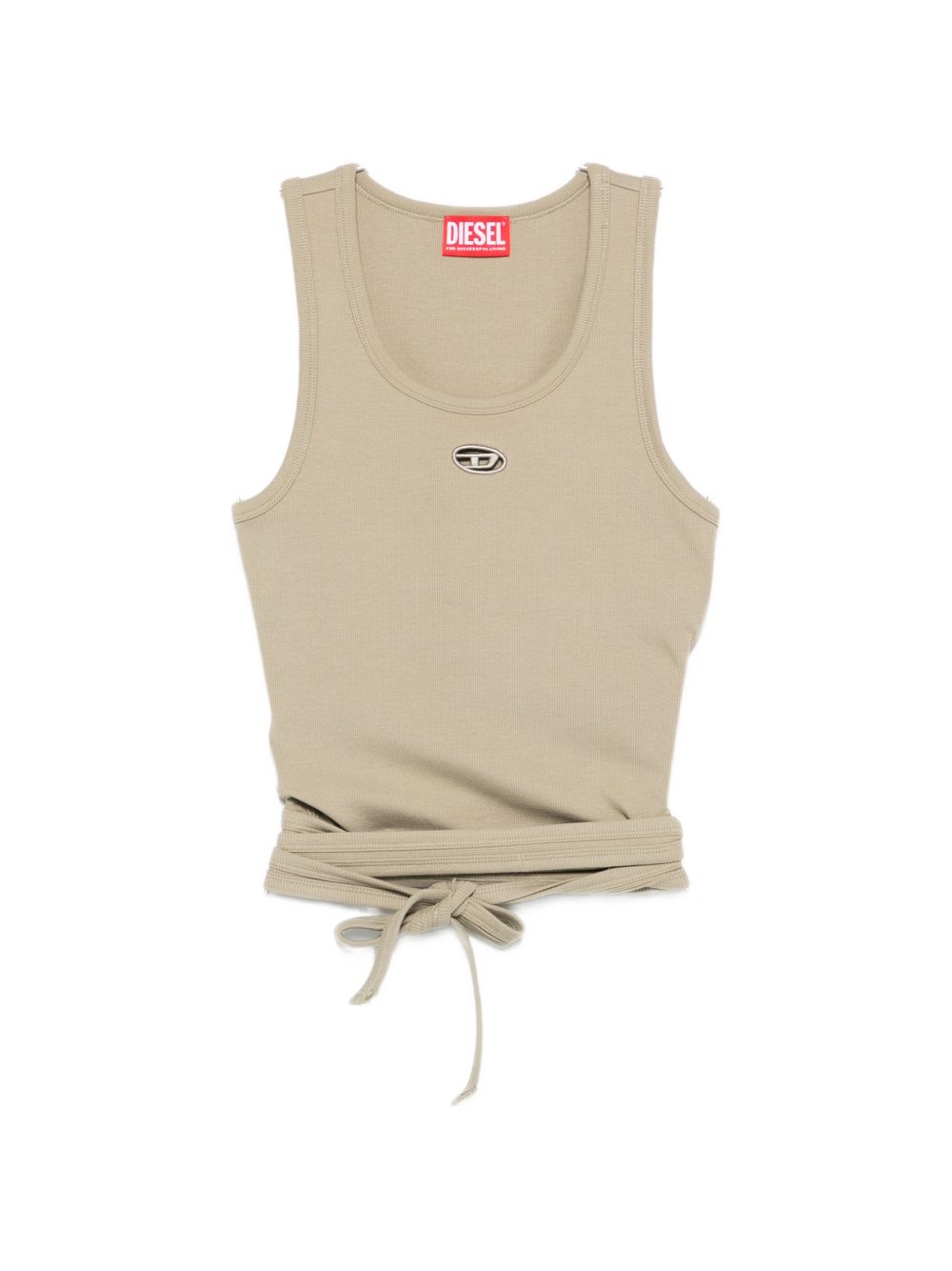 Diesel Top Green — Tie‑Waist Cotton Tank