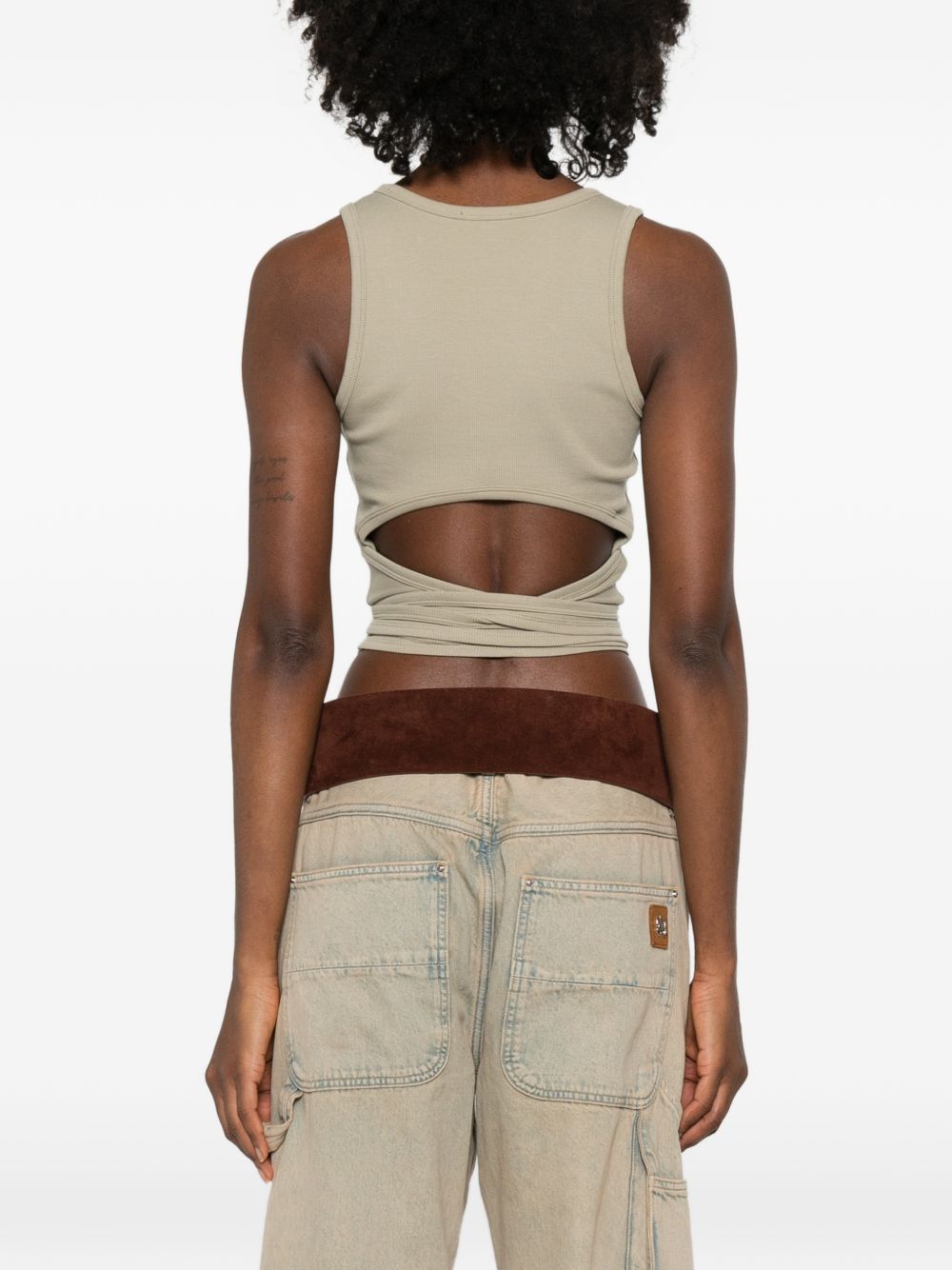 Diesel Top Green — Tie‑Waist Cotton Tank