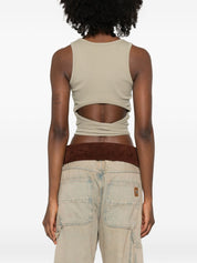 Diesel Top Green — Tie‑Waist Cotton Tank