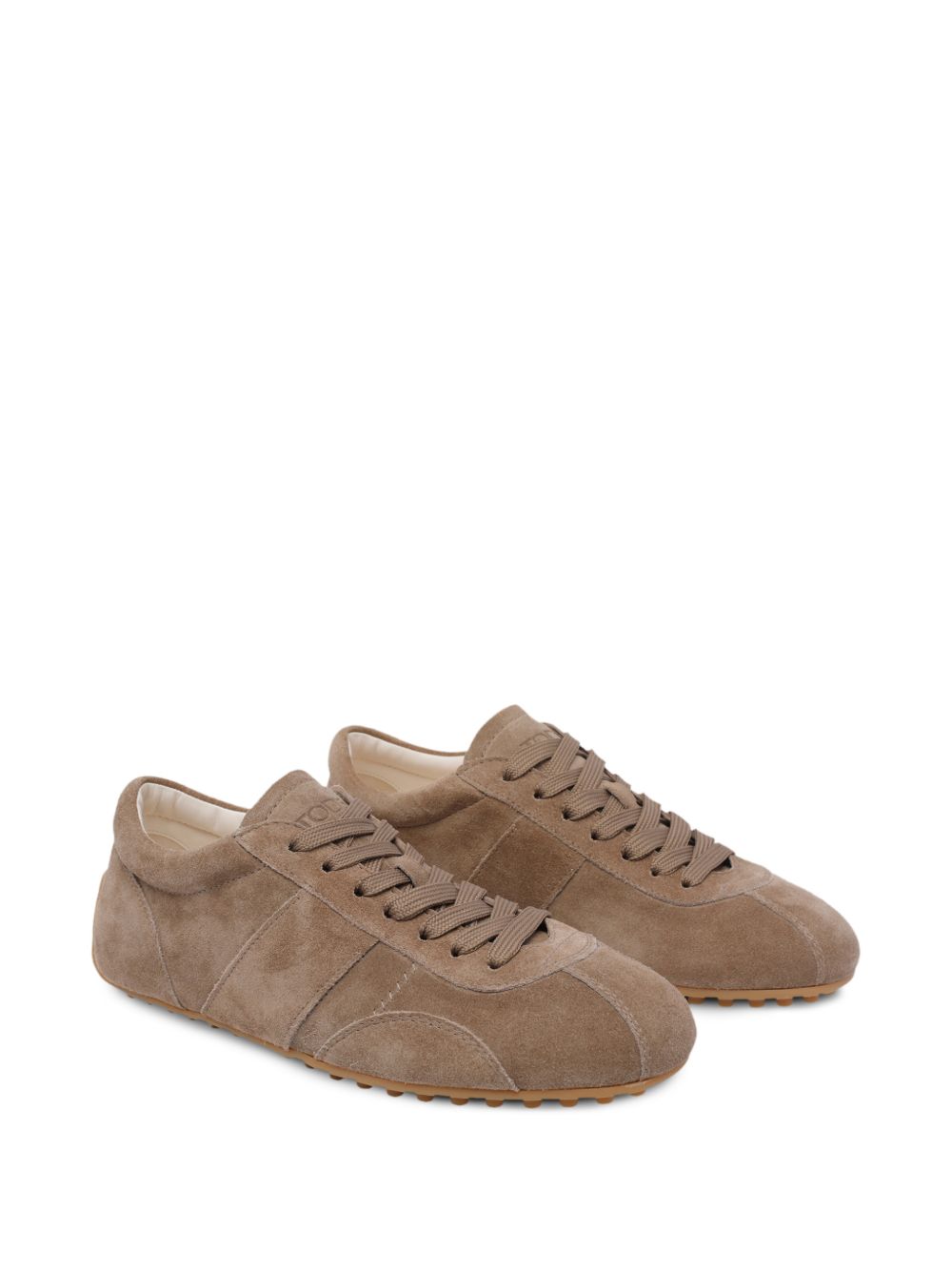 Tod's Sneakers in Light Brown Suede — Gommini Detail