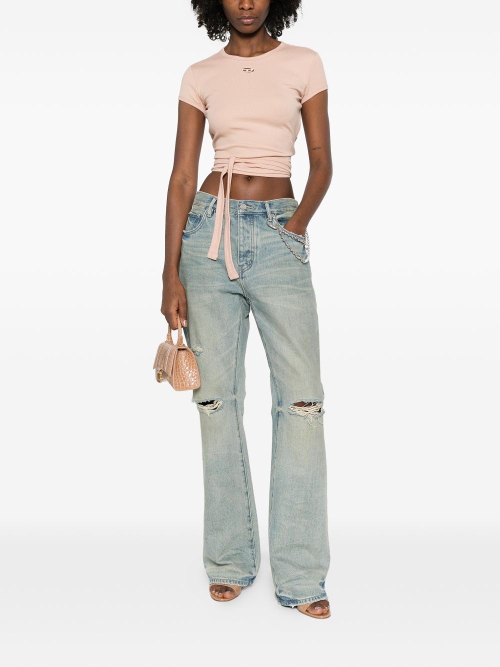 Diesel Powder T‑Shirts and Polos — Powder Pink Cotton Tee