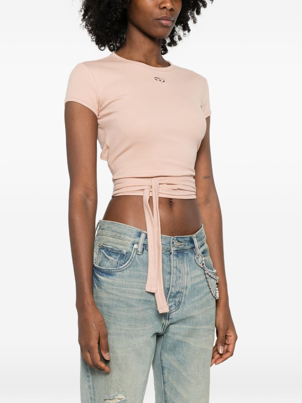 Diesel Powder T‑Shirts and Polos — Powder Pink Cotton Tee