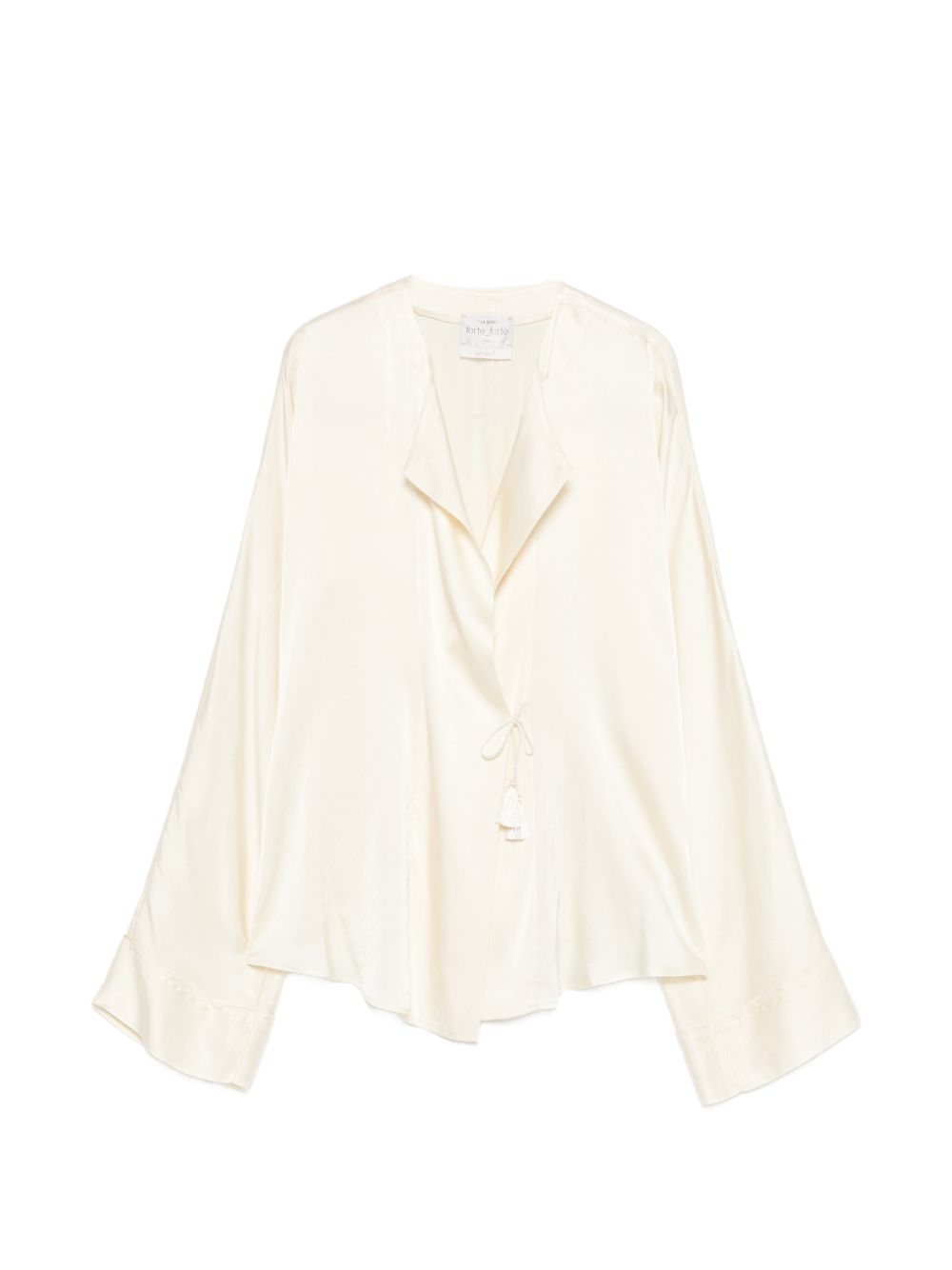 Forte Forte Silk Satin Shirt — Ivory Tie Tassel