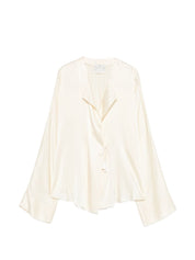 Forte Forte Silk Satin Shirt — Ivory Tie Tassel