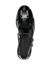 Hereu Sandals Black — Silk & Nylon Pesca Leather