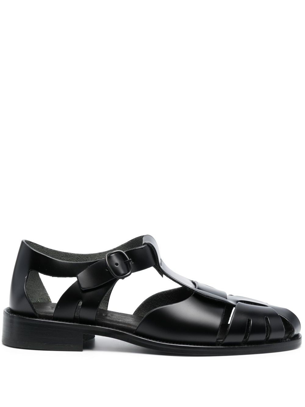 Hereu Sandals Black — Silk & Nylon Pesca Leather