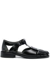 Hereu Sandals Black — Silk & Nylon Pesca Leather
