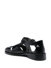Hereu Sandals Black — Silk & Nylon Pesca Leather