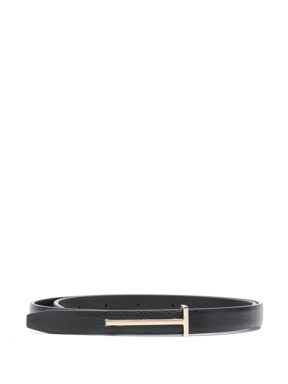 Tom Ford Black Slim Leather Belt — T‑Bar Buckle