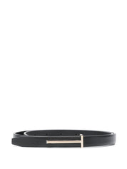 Tom Ford Black Slim Leather Belt — T‑Bar Buckle