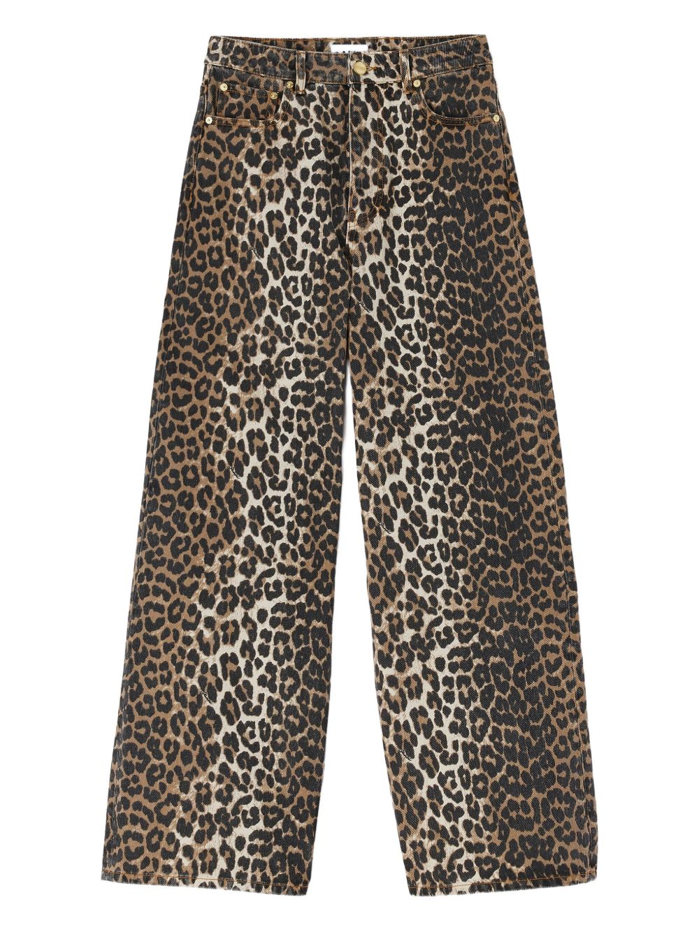 Ganni Brown Jeans — Leopard Belt Loops, Organic Denim