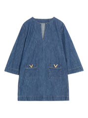 Valentino Dresses Blue — V-Neck Denim Dress (Women)